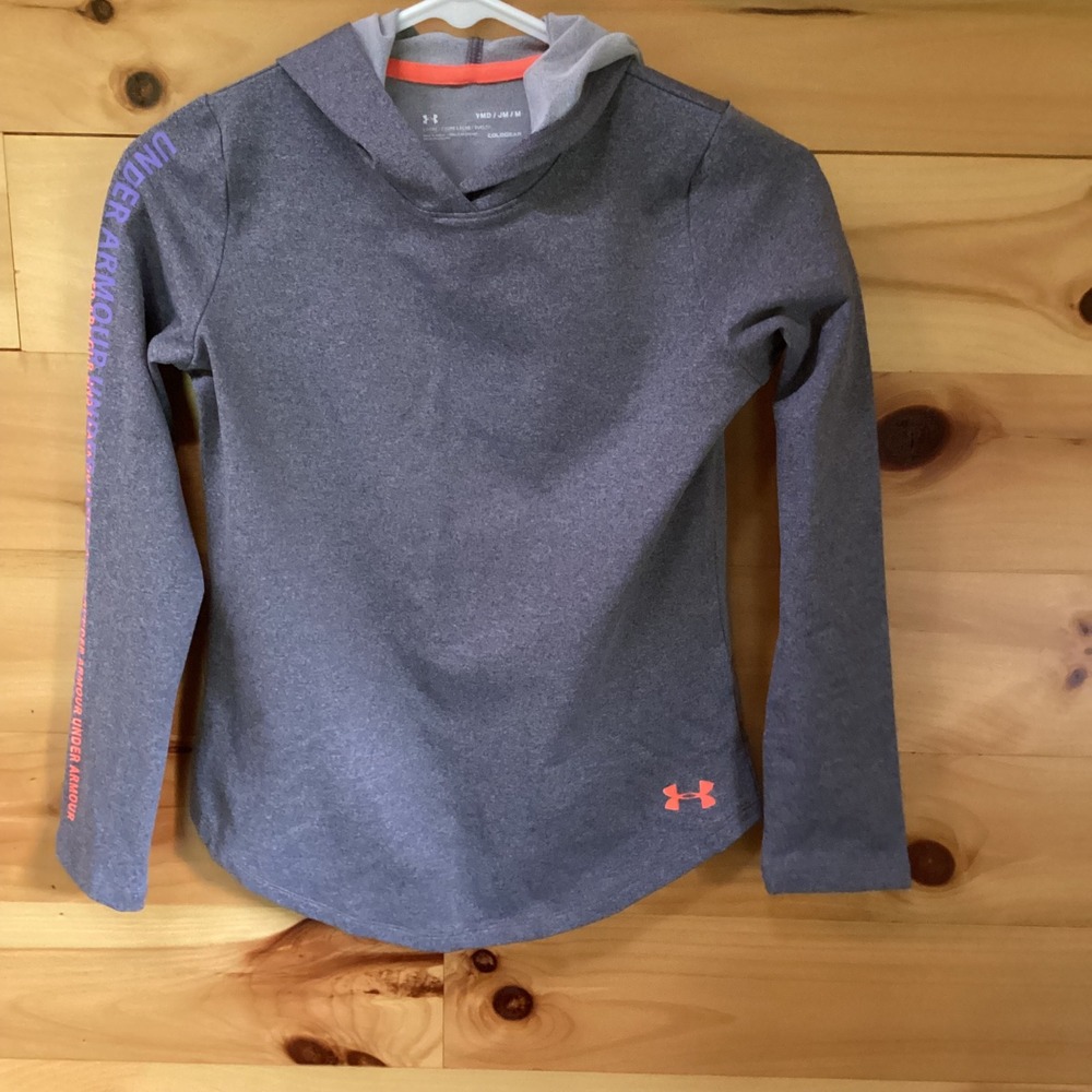 Under Armour Girls ColdGear Heather Gray Hoodie Sweatshirt YMD JM M